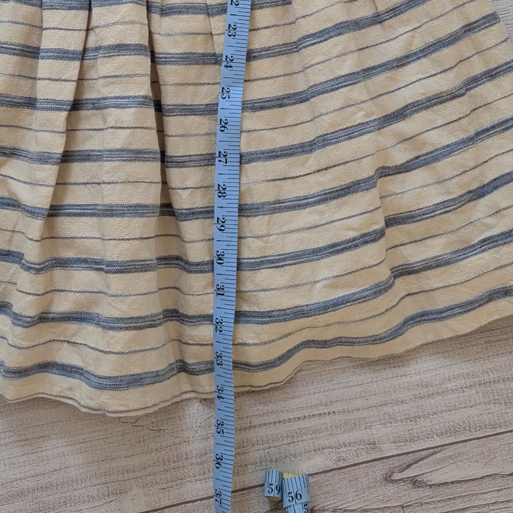 J. Crew Womens sleeveless pleated A line blue striped v neck dress. Size 2 - Picture 11 of 13